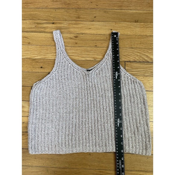 Moon & Madison Large Crochet Knit Tank Top Sleeveless Light Tan Cream Boho - Picture 4 of 8